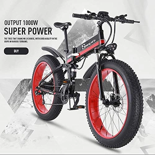Electric Bike : Drohneks Electric Bicycle, Snow Bike Fat Tire 26 Inch Motorcycle eBike 1000w 48v Electric Folding Bike Mountain Adult Bicycle