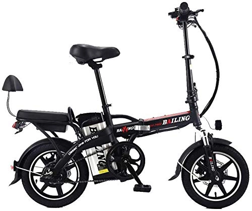 Electric Bike : Drohneks Folding Electric Bike Beach Snow Bicycle 14" Ebike 350W Electric Moped Electric Mountain Bicycles 48V 10Ah Removable Lithium Battery