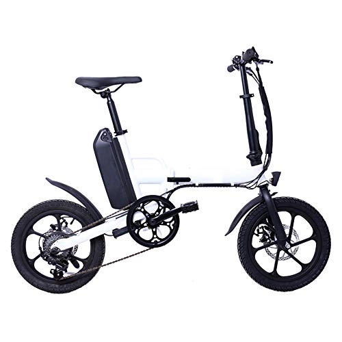 Electric Bike : Dsqcai Variable Speed Electric Bicycle Foldable Double-disc Brake 16-inch Power Mini Motorcycle, 36v13ah Lithium Battery, 60-80km Long Battery Life, White