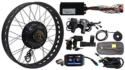 Electric Bike : Duty free Black 20 * 4.0inch, 24 * 4.0inch, 260 * 4.0 inch 36V 1200W 48V 1500w 190mm FAT ebike Electric Bicycle REAR wheel Conversion Kits with 40A Controller and LCD TFT 750C color Display (26 Inch)
