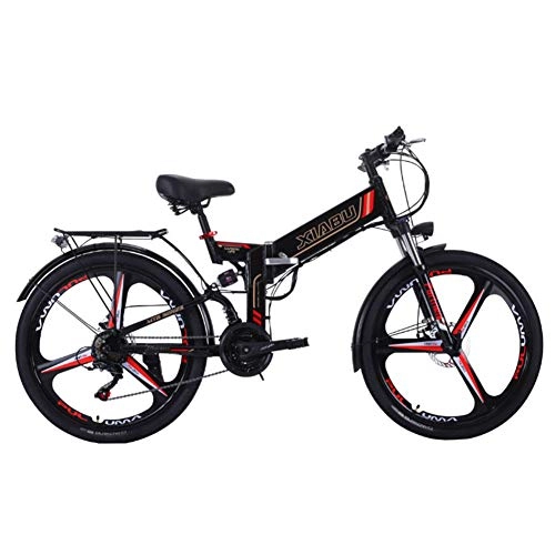 Electric Bike : Dybory E-Bike, Electric Bike Mountain 48V 10Ah 350W 26-Inch, Folding Electric Mountain Bike 21-Level Shift Assisted Alloy Magnesium Rim for Adult, Black