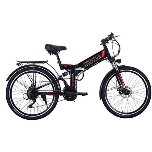 Electric Bike : Dybory Electric Bike, 26'' Electric Mountain Bike, E-Bike Adult Bike with 350 W Motor 48V 8AH Lithium Battery 21 Speed Shifter for Commuter Travel, Black