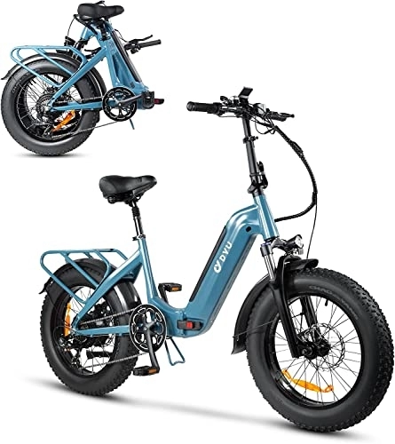 Electric Bike : DYU Folding Electric Bike for Adults 20" Fat Tire, 48V 14AH Removable Battery, City Commuter Foldable Electric Bicycle for Mountain Snow Beach Bicycle with Shimano 7 Gears