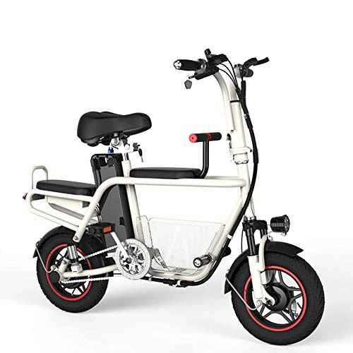 Electric Bike : E-Bike 37Km / h Folding Electric Bikes for Adults 580W 48V 8A, Disc Brakes Electric Bicycles, Cruising Range: 35 km, High Speed Brushless Motor, White