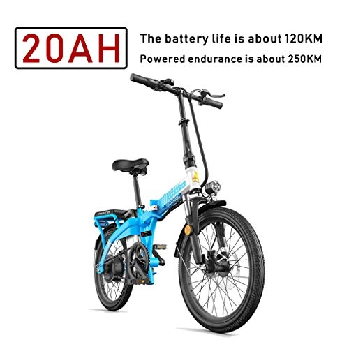 Electric Bike : E-bike Bicycle Lightweight Hybrid Moped Sports Travel Commuting City Mountain Bicycle Fat Tire Folding Adults Men Male Female Young Person Removable Large Capacity Lithium-ion Battery ( Color : Blue )