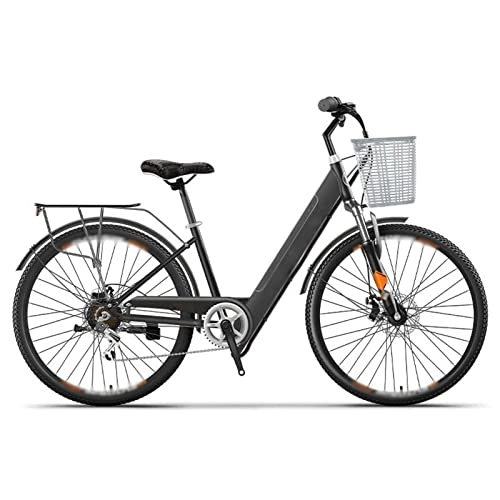 Electric Bike : E Bike For Adults 26 Inch Electric Assisted Bicycle 15.5 Mph 2 Wheels Adult Electric Bicycles 250W 36V 6Ah / 10Ah / 13Ah Electric Bike Women Portable Electric Bike (Color : Black)