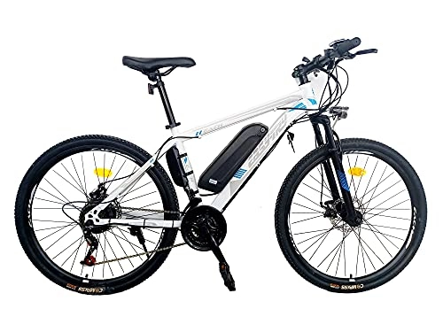 Electric Bike : Easy-Try Woman Budget e-Bike 250w 10.4Ah 36v 15mph 30 miles range - White and Blue Girls Electric Bike Pedal Assist Bicycle