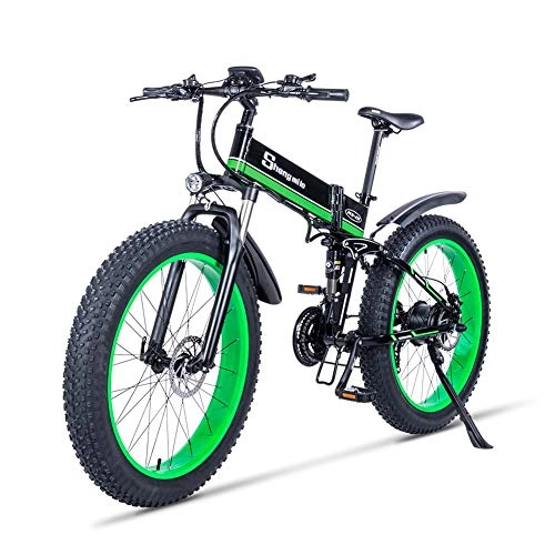 Electric Bike : Ebike 1000W Electric Beach Bike Snowmobile Helping Mountain Bike Off -road Bike Roller Bike Fury Lithiu Power, Green