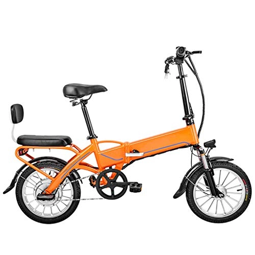 Electric Bike : Ebike, 250W 10Ah Foldable Electric Bike with Front LED Light for Adult, Folding Electric Bicycle with Bike Pedals(Orange)
