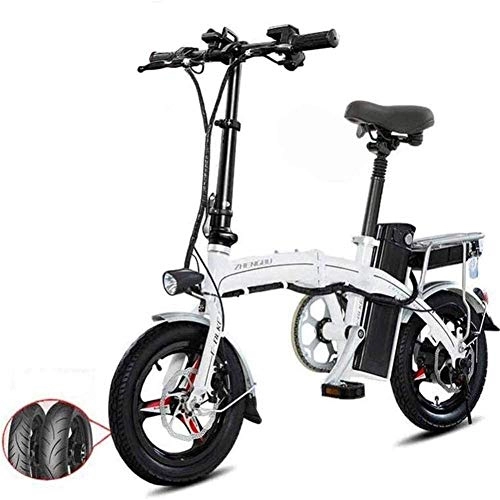 Electric Bike : Ebike E-Bike Adult Faster Light and aluminum folding e-bike with Pedal Power Assist and 48 V lithium-ion battery with 14-inch wheels and 400 W hub mo