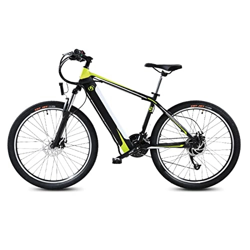 Electric Bike : EBike Electric Bicycle for Adults 26 Inch E Bike 48V 10ah Lithium Battery Hidden In Frame 15.5 Mph 240W 27-Speed Urban Electric Bicycle for Adults (Color : Black green)