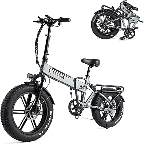 Electric Bike : Ebike electric bike XWXL09 Fat Tire Electric Bike 500 W Electric Mountain Beach Snow Ebike 20 Inches for Adults (Grey)