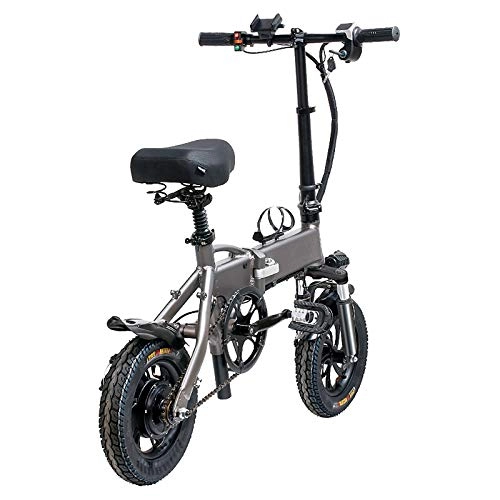 Electric Bike : Ebike Folding Electric Bike, 12" 350W 48V Electric Bicycle with High-Speed Brushless Motor And Phone Bracket, Hidden Lithium Battery, 3 Riding Modes(Gray)