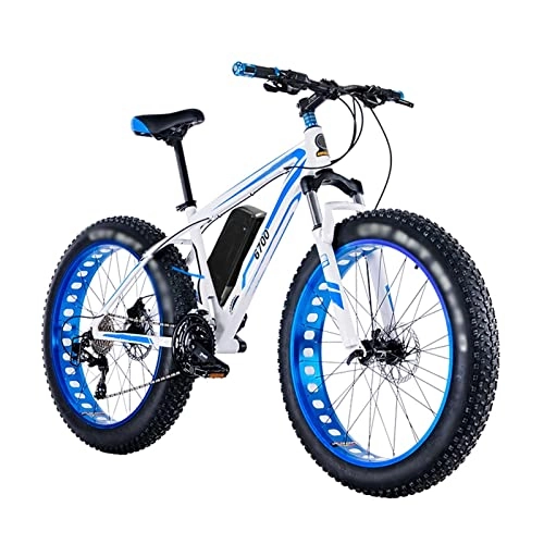 Electric Bike : ebike Mountain Electric Bike 26 Inches Fat Tire 1500w Rear Wheel Motor Hydraulic 48V Li-Ion Battery Electric Snow Ebike (Color : White)