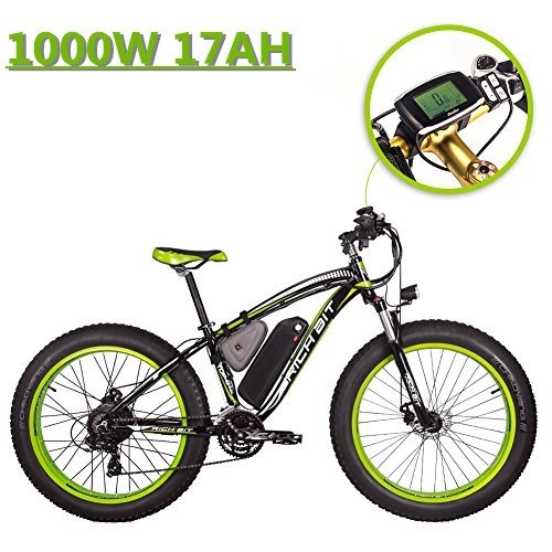 Electric Bike : eBike_RICHBIT 022 Electric Fat Tire Bike 1000W 48V 17AH Cruiser Electric Bicycle(Black-green)
