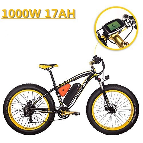 Electric Bike : eBike_RICHBIT 022 Electric Fat Tire Bike 1000W 48V 17AH Cruiser Electric Bicycle(Black-yellow)