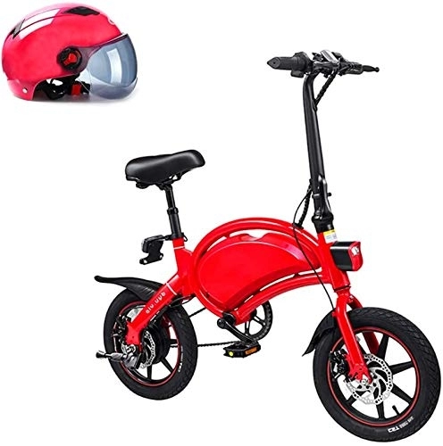 Electric Bike : Ebikes, 14" Folding Electric City Bike, Up To 25 Km / H, Adjustable Speed ​​ Bike, 250W 36V / 10.4Ah Lithium Battery, Unisex Adult, Parent-Child Electric Bicycle (Color : Red)