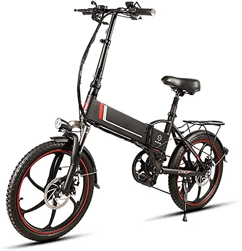 Electric Bike : Ebikes, 20 in Adult Electric Bike Folding Mountain E-Bike with 48V 8AH Lithium Battery and Aluminum Alloy Back Seat Variable Speed Electric Bicycle Stroke 21.7Mile - 40.3Mile ZDWN ( Color : Black )