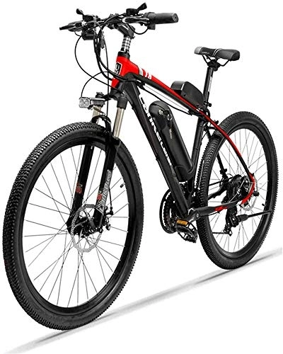 Electric Bike : Ebikes, 26'' Electric Bicycle for Adults, Electric Mountain Bike 250W 36V 10Ah Removable Large Capacity Lithium-Ion Battery 21 Speed Gear Double Disc Brake (Color : Red)