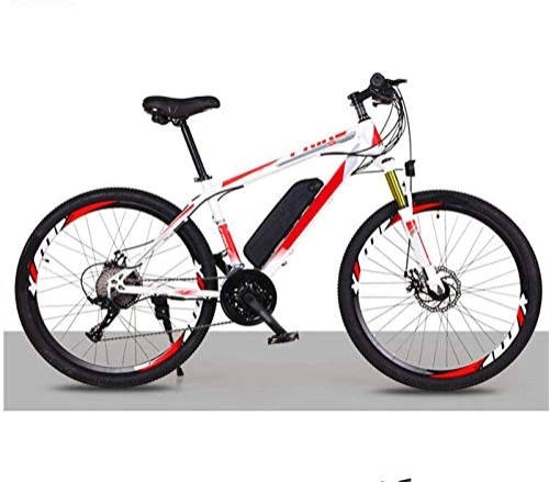 Electric Bike : Ebikes, 26 In electric Bikes, 36V Lithium Battery Save Bike Bicycle Double Disc Brake Shock Absorber Adult Outdoor Cycling Travel (Color : Red)