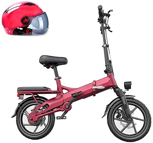 Electric Bike : Ebikes, 350W Folding Electric Mountain Bike, 48V Removable Lithium Battery Beach Snow Bicycle 14" Ebike Electric Moped Electric Bicycles (Color : Red)