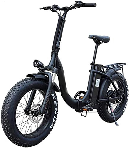 Electric Bike : Ebikes, Adult Foldable Electric Bicycle 20in Fat Tire Electric Bicycle with Removable 10.4ah Lithium Ion Battery Pack 500w City E-bike Driving Range of 31-60 Kilometers Dual-disc Brakes ZDWN