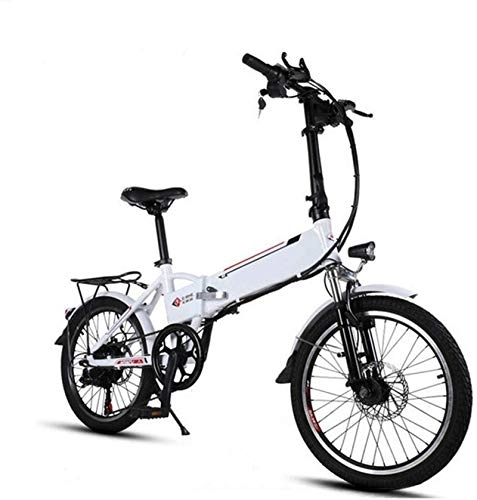 Electric Bike : Ebikes, Aluminum Frame 20 Inch Electric Bicycle 6 Speeds Folding Mini Ebike 250w Removable Lithium Battery Low-step Adult Bicycle Commuter E-bike City Bicycle Load Capacity 100 Kg ( Color : White2 )