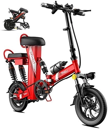 Electric Bike : Ebikes, BIKFUN Electric Bike Mountain E-bike, 12 Inch Electric Assisted Bicycle With 48V 30Ah Lithium Battery, 350W Motor, (Color : Red, Size : Range:100km)
