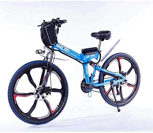 Electric Bike : Ebikes, Electric Bicycle Assisted Folding Lithium Battery Mountain Bike 27-Speed Battery Bike 350W48v13ah Remote Full Suspension, Blue, 15AH ZDWN