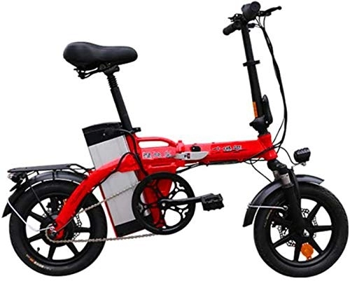 Electric Bike : Ebikes, Electric Bike for Adults 14 in Folding Electric Bike with 48V / 20Ah Removable Lithium-Ion Battery for City Commuting Outdoor Cycling Travel Work Out (Color : Red)