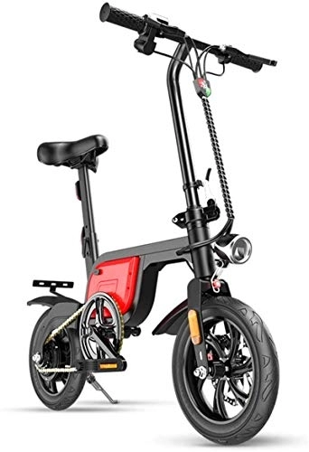 Electric Bike : Ebikes, Electric Mountain Bike 12'' Electric Bicycle 250w with Removable 36v 10.4ah Lithium-ion Battery 25km / h Front and Rear Disc Brakes Can Bear 120kg 3 Modes Foldable Bicycle for Adults, R