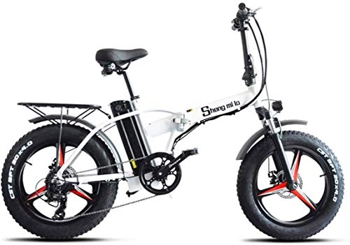 Electric Bike : Ebikes, Fast Electric Bikes for Adults 20 Inch Folding Electric Bike, Electric All Terrain Mountain Bicycle with LCD Display, 500W 48V 15AH Lithium Battery, Dual Disk Brakes for Unisex ZDWN