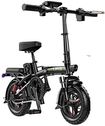Electric Bike : Ebikes, Fast Electric Bikes for Adults Folding Electric Bike for Adults, 14" Electric Bicycle / Commute Ebike Travel Distance 30-180 Km, 48V Battery, 3 Speed Transmission Gears (Size : 300 km)