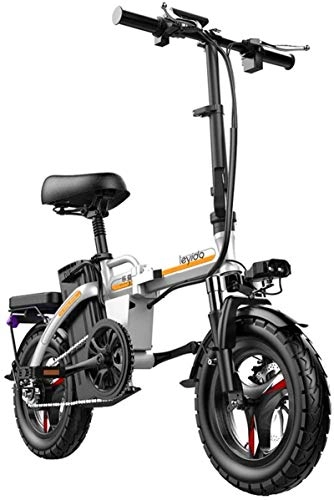 Electric Bike : Ebikes Fast Electric Bikes for Adults Folding Portable Electric Bicycle Adult Hybrid Bike 48V Removable Lithium Ion Battery 400W Motor 14 inch Road Bike Motorcycle Scooter with Disc Brakes ZDWN