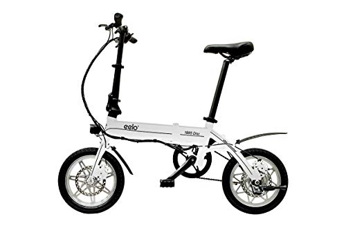 Electric Bike : eelo 1885 Disc Folding Electric Bike-Lightweight Portable Convenient To Store In Caravan, Motor Home, Boat, Car. Suitable For The Country Side And Urban Commuting. Thumb Throttle Control. (White Disc)