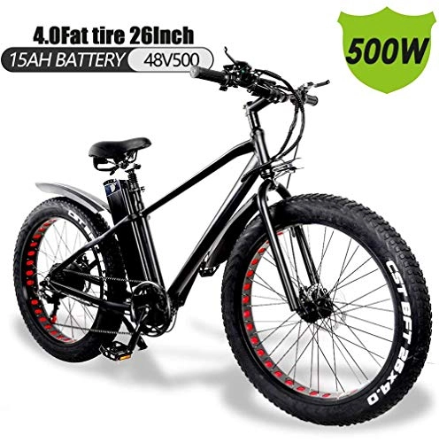 Electric Bike : EJOYDUTY E Bike Electric Cycle, 26inch 48V Mens Mountain Beach Snow Bike, Electric Bicycle, 4.0 Fat Tire Electric Bike 5 Speed Booster with Far and Near Lights, Cruise, Mobile Phone Stents