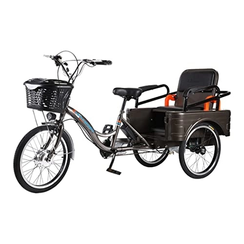 Electric Bike : Electric Adult Tricycle 20 Inch 3 Wheel Bikes Seniors Cruise Bicycles Bike with Basket And Back Seat (12Ah Grey)