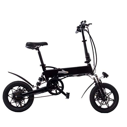 Electric Bike : Electric Bicycle 14 Inch Aluminum Alloy Folding Electric Bicycle 250W 36V7.8AH Battery Electric Mountain Bike, Black