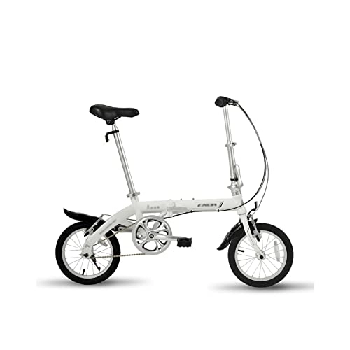 Electric Bike : Electric Bicycle 14 inch Folding Bicycle Ladies Ultra-Light Adult Portable to Work Adults Male Light Adult Small Variable Speed Bicycles (White)