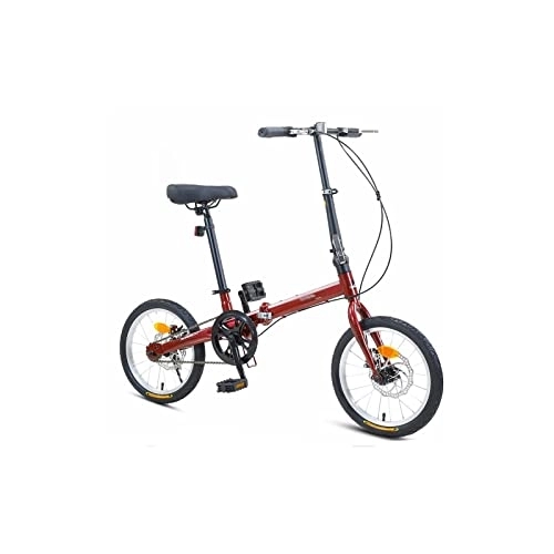Electric Bike : Electric Bicycle 16 Inch Folding Bicycle Ultra-Light Portable Bike Female Daily Work Commute Mini Disc Brake High Carbon Steel Frame Foldable (Red)