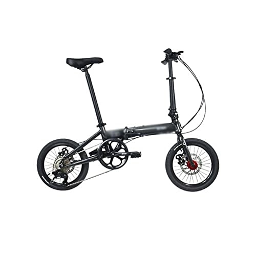 Electric Bike : Electric Bicycle 16 Inch Folding Bike Foldable Bicycle Aluminum Alloy 8 Variable Speed Portable Disc Brake Free Installation (Black)