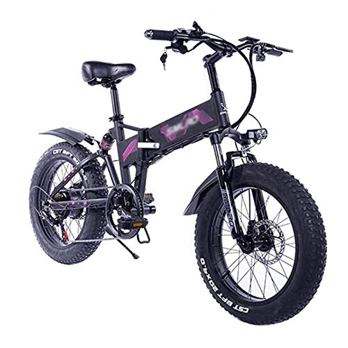 Electric Bike : Electric Bicycle - 20-inch Adult Foldable Fat tire Road E-Bike 8AH Lithium Battery 350W 36V Rear Drive Motor (purple)