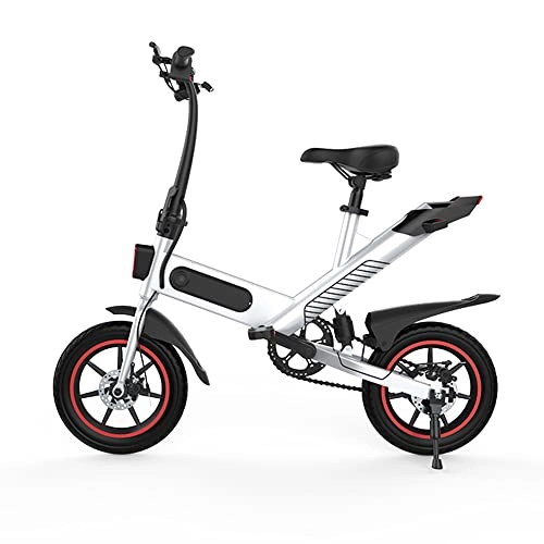 Electric Bike : Electric Bicycle, 250W Electric Bike for Adults and Teenagers, 14 Inch Tire 15.6MPH 37 Miles Range, Folding Electric Bike with Removable 36V 10Ah Lithium Battery Throttle & Pedal Assist (White)
