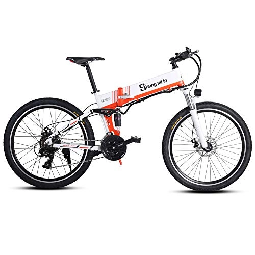 Electric Bike : Electric Bicycle 26 inch 4.0 fat Tire Electric Mountain 27 Speed Folding Electric Bicycle, Suitable for Adult Women / Men. Ultra-light Aluminum Body with Rear Frame