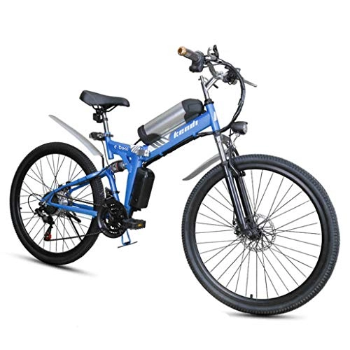 Electric Bike : Electric Bicycle, 26 Inch Foldable Electric Mountain Bike, 7-Speed Shift, 3 Boost Modes, 36V7.5Ah Lithium Battery, Blue, 26inch