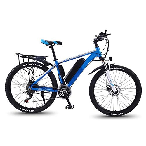 Electric Bike : Electric Bicycle 350W high speed brushless motor 36V13AH lithium battery LED adaptive headlight Suitable for work, school, shopping, excursions, leisure, Blue