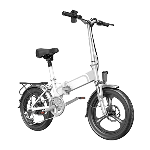 Electric Bike : Electric Bicycle 400W 48V10ah Graphene Lithium Battery 20 Inch Foldable Electric Bike Aluminum Alloy Pedal Ebike (Color : White)