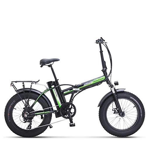 Electric Bike : ELECTRIC BICYCLE 48V 500W Electric Bicycle Electric Mountain Bike 20 Inches Fat Tire, 7-Speed Beach Cruiser Cruiser Lithium Battery Used for Double Disc Brake Brake Lithium Battery / Green / 115×1