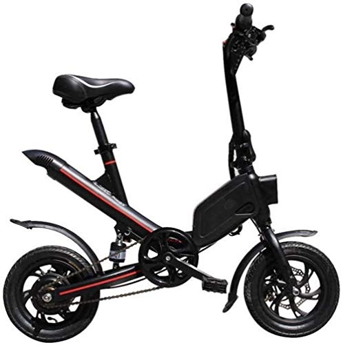 Electric Bike : Electric Bicycle Adult Waterproof Adult with 12"Shock-absorbing Tires Foldable Electric Kick Scooter with Seat Maximum Speed 25km / H 30KM Running Distance City Bicycle for Commuting ( Color : Black )