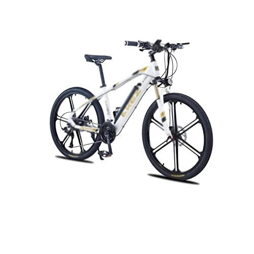 Electric Bike : Electric Bicycle Electric Bicycle Lithium Battery Motor Electric Mountain Bike Speed Aluminum Alloy Frame Light (White)
